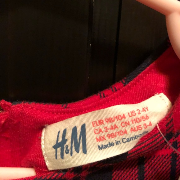 H&M Red and Black Flannel Dress with bow - Picture 5 of 5